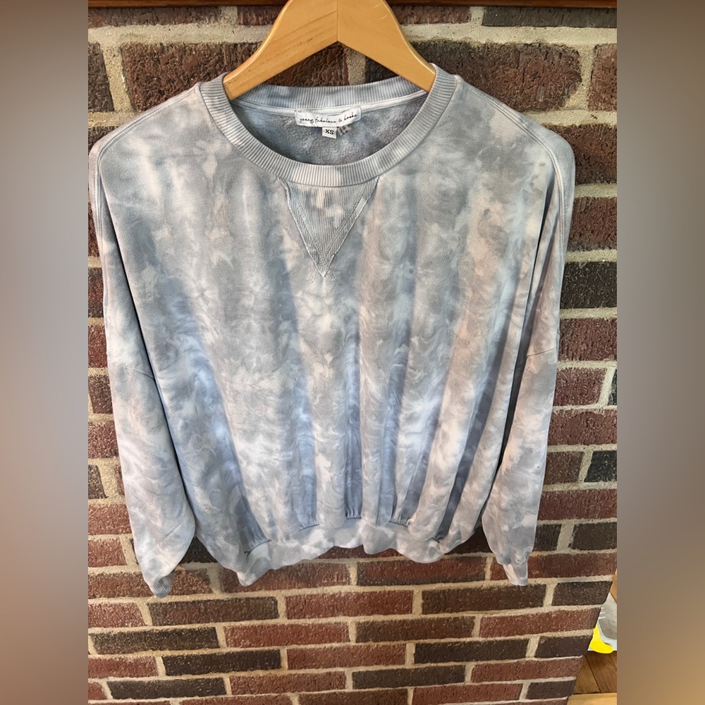 Like New YBF Young Broke and Fabulous Women's Blue Tie-Dye Sweatshirt size xs